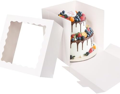 Amazon.com: Mcfleet 12x12x6 Inch Cake Boxes 16pcs Bakery Boxes for Tier ...