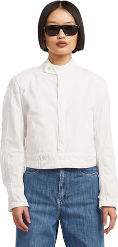 G-STAR Raw - Womens Short Moto Jacket, Color Faded Chalkstone Gd, Size: Small
