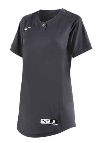 Mizuno Girls NXT 1-Button Softball Jersey, Charcoal