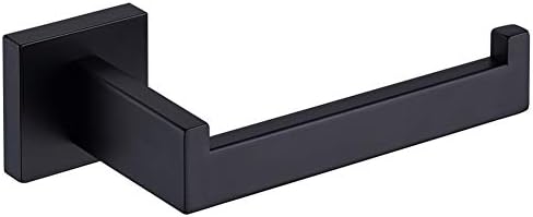 TASTOS Toilet Paper Holder Matte Black, Toilet Tissue Roll Holders Dispenser and Hangers Wall Mounted for Bathroom & Kitchen, Stainless Steel Modern Square Style