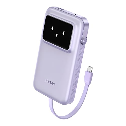 Ugreen UGREEN 10000mAh Quick Charging Robot 30W Power Bank Build-in USB-C Cable -Purple 35604B