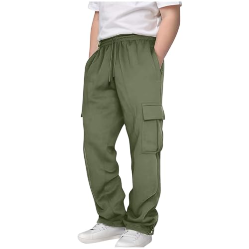 Boys Cargo Joggers Pants Youth Active Elastic Waist Lightweight Trousers for Sports Workout Sweatpants with Pockets