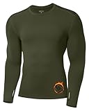 Moozava Mens Thermal Long Sleeve Shirt Fleece Lined Compression Base Layer Top Cold Weather Gear Hunting Athletic Undershirt Army Green S