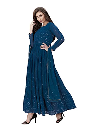 TRENDMALLS Women's Georgette Embroidery Salwar Suit Anarkali Kurta Set with Dupatta
