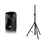Behringer EUROLIVE B112D Sistema de Altavoces PA Activos de 2 vías y 12" con opción inalámbrica y Mezclador Integrado & Audibax Neo 131 - Soporte Profesional para Altavoces - Trípode para Altavoces