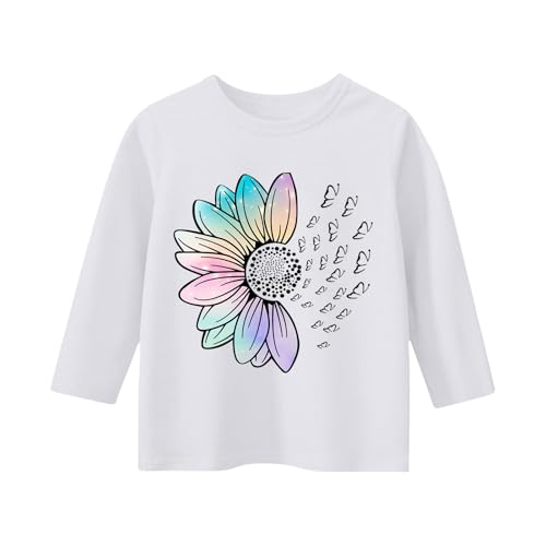 Youth Kids Girls 3/4 Sleeve T Shirt 𝐔v 𝐏rotection Round Neck Cute Cotton Shirts Casual Colorful Print2