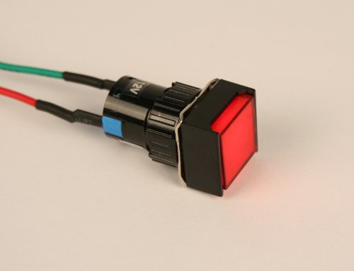 Piloto LED 12V DC, Panel Cuadrado 17mm Rojo miniatura 1