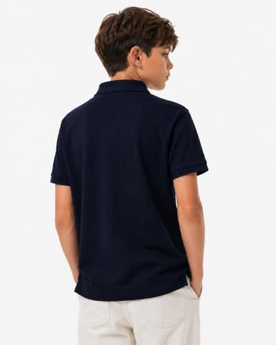 Image of Alan Jones Clothing Boys Polo T-Shirt with Zipper Closure | Honeycomb Knit Cotton Blend Half Sleeve Tshirt | Age 6-16 Years