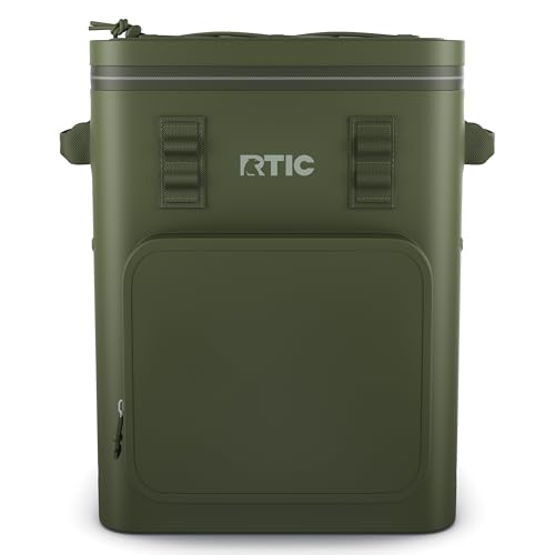 RTIC 24 Can Ultra-Tough Backpack Cooler, Insulated, Waterproof, Leakproof, Portable, Floating Bag for Beverage, Drink, Lunch, Outdoor, Beach, Car, Camping, Picnic, Fishing, Boat, 14L, Olive