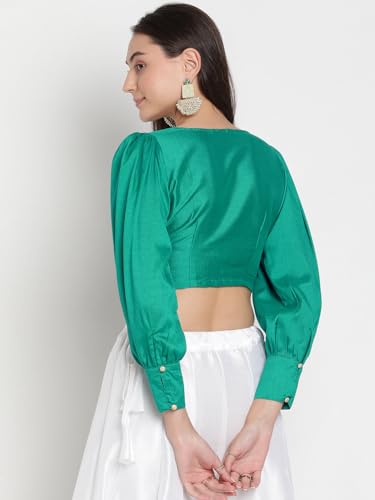 Image of studio rasa Chroma Button Down Shirt Style Blouse Crop Top for Women Girls Casual Party