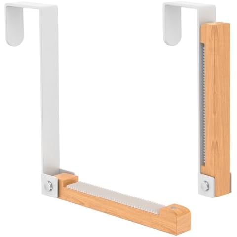 Mastom Folding Door Hook, 2 Pack Wooden Foldable Coat Hooks, Space Saving Over Door Hooks Perfect for Drying Clothes, Hanging Coat, Hat, Towel, Bag Cover