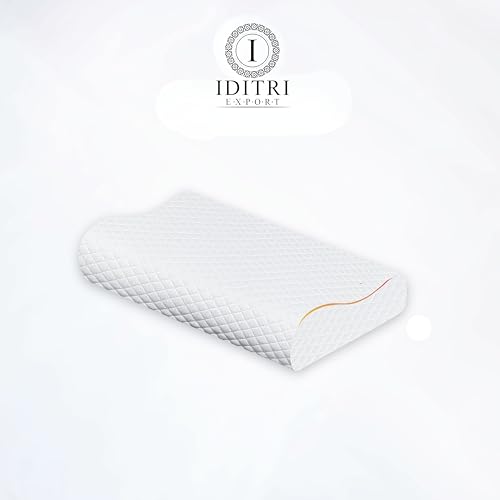 Image of Memory Foam Baby Pillow, Ergonomic Therapy Design for Kids Neck Support, Breathable Washable Cover, Cervical Relief for Stiff Joints and Snoring, 42 x 26 x 6 cm,White