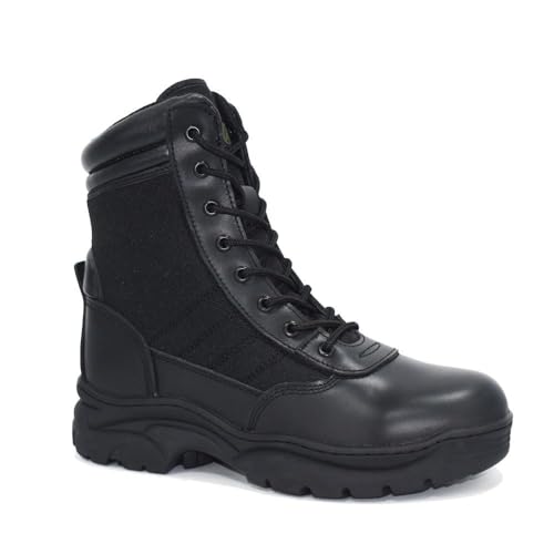 Image of INTAN Mens Military Tactical Work Boots Side Zipper Leather Motorcycle Combat shoes.