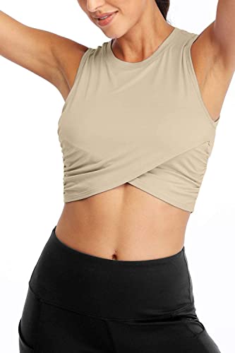 Image of Yoga Crop Tops Dance Tops Fitted Workout Crop Tops Yoga Tank Tops Athletic Sports Shirts for Women