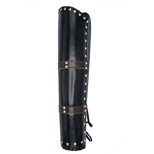 Ardour Crafts Back Arrow Quiver Genuine Leather Traditional Handmade Quiver for Arrows, Hunting Accessories, Archery Bow Quiver for Recurve Bow, Hunting Bow Quiver, Archery Accessories (Black)