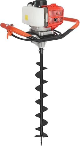 SUHBFNOL Gasolina Tierra Afección 2.3 HP Post Hole Digger con 3 Brocas De Taladro Y 30 Cm Vista De Extensión Vista Posterior A Orificio De Tierra Ideal para Plantar Árboles De Perforación