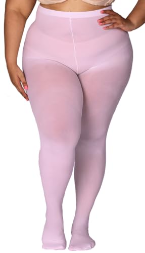 MERYLURE Ultra Plus Size Tights for Women Up To 6x, Semi Opaque Control Top Nylon Pantyhose,High Waist Fashion Stockings