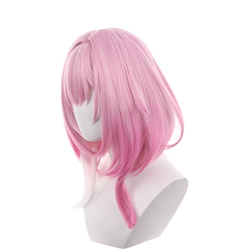 Image of Anime Deep Pink Gradient Wigs Women Short Straight Bob-Wig with Bangs Adult Game Beauty Female Cosplay wig Halloween,Christmas,Comic con,Game Show,Party