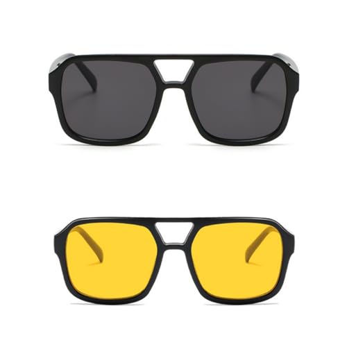 Image of Retro 70s Square Aviator Sunglasses Women Men Vintage Rectangle Sunglasses Flat Frame Trendy Shades