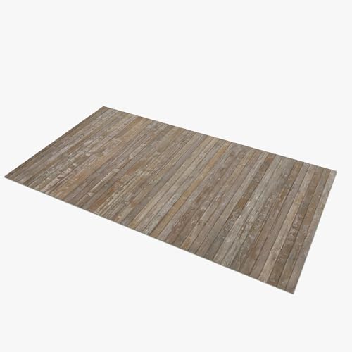 Comart - Tappeto Cucina Bamboo - 50x180 cm - Fondo Antiscivolo - Lavabile - Bambù Naturale Trattato - Resistente agli Schizzi - Passatoia Multiuso - Effetto Legno Opaco - Sbiancato - Washed Choco