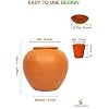 Village Decor Terracotta Water pot With Lid & Glass |Preseasoned Terracotta Mud(Capacity 6000 ml / 202 oz)