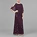 S.L. Fashions Women's Petite Long Sequin Lace Beaded Capelet Dress, Deep Plum, 14P