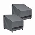 Loriano Patio Chair Covers Waterproof Outdoor Furniture Chair Covers 600D Heavy Duty Fit as Lawn Lounge Deep Seat(2 Pack,Grey, Median)