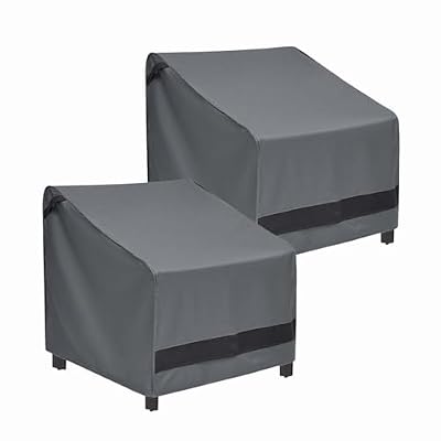 Loriano Patio Chair Covers Waterproof Outdoor Furniture Chair Covers 600D Heavy Duty Fit as Lawn Lounge Deep Seat(2 Pack,Grey, Median)