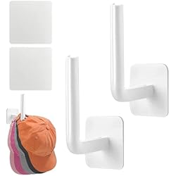 Perchero Para Gorras 2 Piezas Soporte Para Sombrero Colgador De Sombreros Ganchos Adhesivos Para Sombreros Para Pared Perchero Para Gorras De Béisbol, Organizador De Gorras Para Armario (Blanco)