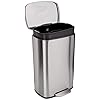 Amazon Basics Smudge Resistant Rectangular Trash Can With Soft-Close Foot Pedal, Brushed Stainless Steel, 50 liter/13.2 gallon, Satin Nickel Finish, 16.7″L x 14.7″W x 25.9″H