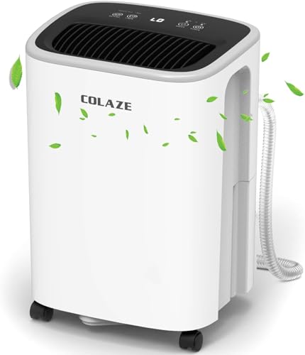 312aD2BPKSL COLAZE Luftentfeuchter 12L/Tag Luftentfeuchter Elektrisch für Keller Home Schlafzimmer Badezimmer Großes Zimmer Auto bis 50m³ (~20 m²), Digitalanzeige,Ablaufschlauch,Timer-Gegen (12L dehumidifier)