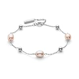 Olivia Burton Women's BY THE SEA PEARL Collection Beaded Bracelet in Stainless Steel with Rose-Tone Freshwater Pearls - 24100203
