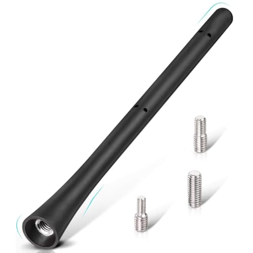 WUY Antenas para vehículos,antena de coche negra (18 cm), núcleo de cobre altamente conductor, con 3 tornillos plateados (M4, M5, M6)
