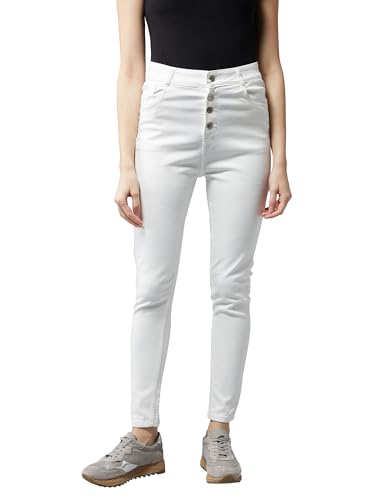 Image of Dolce Crudo Women's Skinny Fit High Rise Stretchable Regular Length Bleached Denim Jeans