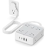 33W Fast Charging Extension Cords, 12-in-1 Extension Cord with USB Ports, Flat Wall Extension Cord with 8 AC Outlets 2 USB-A and 2 USB-C, Flat Plug Extension Cord with 950J Surge Protection for Home