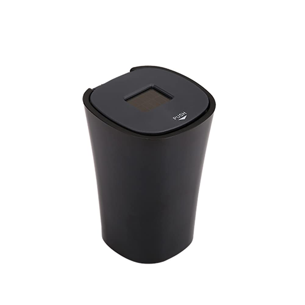 Surakey Car Ashtray, Multifunctional Personality LED Universal Creative Solar Ashtray with Lid, Mini Car Trash Can, Portable Ashtray for Car, for Most Car Cup Holder Black