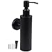 EXLECO Dispenser Sapone Parete 304 Inox 200ml Matte Nero Manuale Dispenser di Sapone Shampoo Doccia Gel Bottiglia Mani, per Cucina, Bagno, 2 Tipi di Montaggio- con Colle, Viti