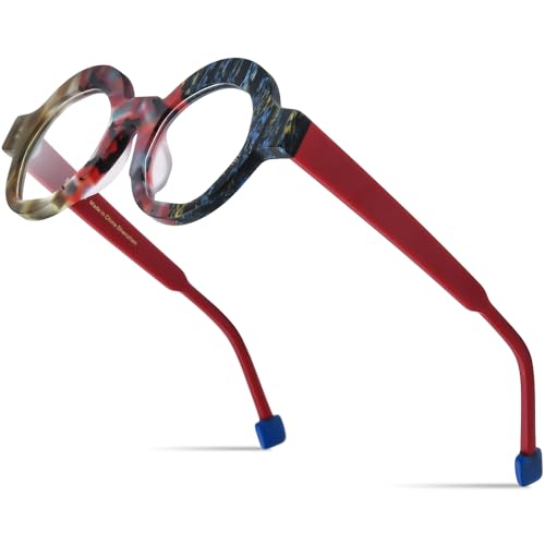 Image of HEPIDEM Multicolor Acetate Glasses Frame Women,Oversize Round Optical Eyeglasses