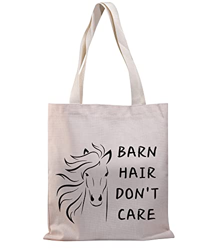 PLITI Sac fourre-tout en toile avec inscription « Don't Care » pour les amateurs de chevaux, Barn Hair Care Tg, Medium Cover