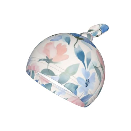 Image of Spring Watercolor Floral Swaddle Blanket with Beanie Hat Set Newborn Swaddle Wrap Soft Baby Receiving Blankets Baby Swaddle Blanket for Baby Boys and Girls
