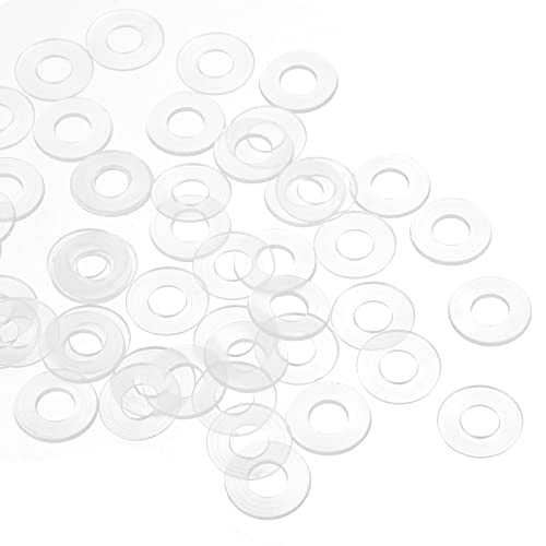 QUARKZMAN M6 13mm OD Plástico Redondo Plana Arandela Junta x 50uds Nylon Arandela Redondo Plana Arandela Junta Sello Anillo para Vidrio Puerta Manija Transparente