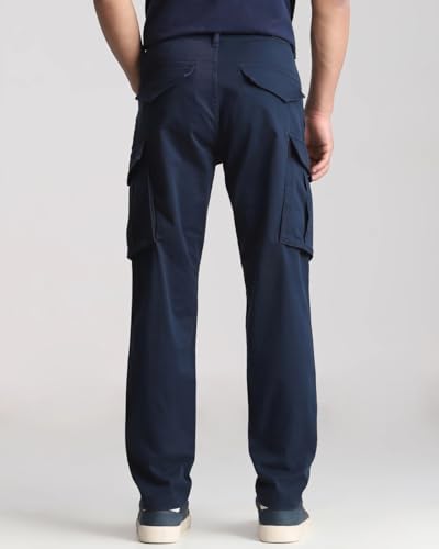 Image of MUFTI Navy Slim Fit Cargo Trousers
