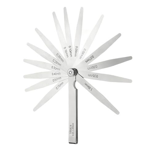 Youzzei 14 Klingen Fühlerlehren 0 051 mm Metrisch Fühlerlehre Ventilspiel Edelstahl Fühlerlehre Werkzeug zur Messung für Messung Gap Gitarren Zündkerzen Kolbenmessung