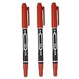 Licsaliwe Tattoo Marker Stift, 3PCS wasserdichte Hautmarkierungsstift, doppelter Kopf für Körperkunst/ 5.39 (rot)