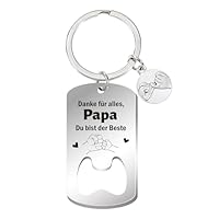 Konsait Flaschenöffner Schlüsselanhänger，Bester Papa Geschenke，Anhänger Mit Gravur，Personalisierter Schlüsselanhänger für Vatertag Geschenk，Papa Geburtstag Geschenk