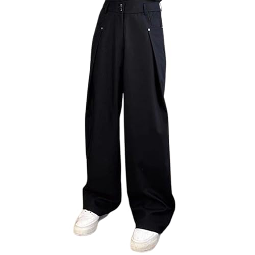 Men's Casual Loose Fit Gray Straight Leg Suit Trousers for Spring and Autumn Comfortable Elastic Pants for Men