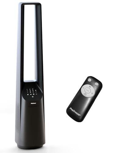 Pro Breeze® Silent Bladeless Portable Tower Fan - Ultra Quiet Standing Air Circulator with Remote...
