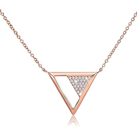 Chic Bijoux Cubic Zirconia Necklace for Women – Pendant made with Round CZ stones and 925 Sterling Silver – Gift for Her Birthday, Rose Gold Jewelry Cover