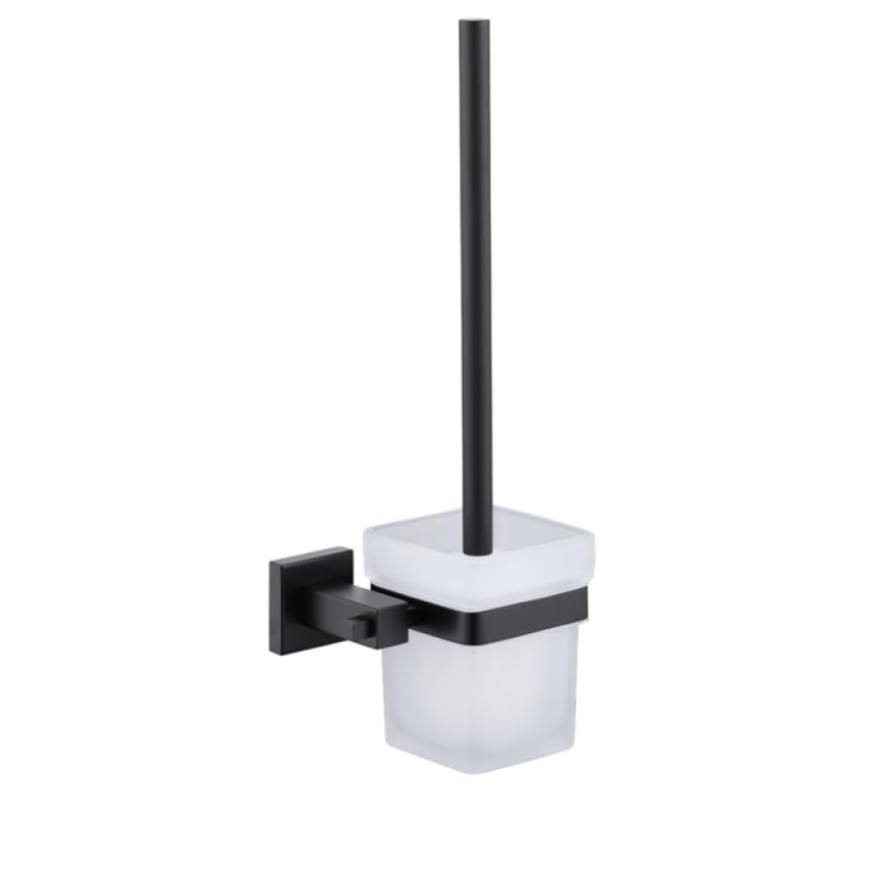 Porte-serviettes noir mat et sa tasse en verre faciles à installer
