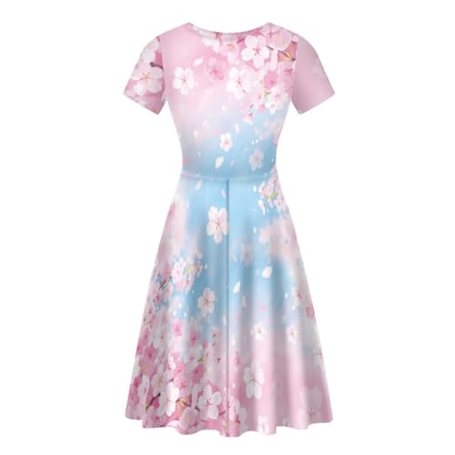 Image of AFPANQZ Womens Casual Summer Lightweight Vintage Dress Short Sleeve Midi Dress Knee-Long Luxury Formal Dress